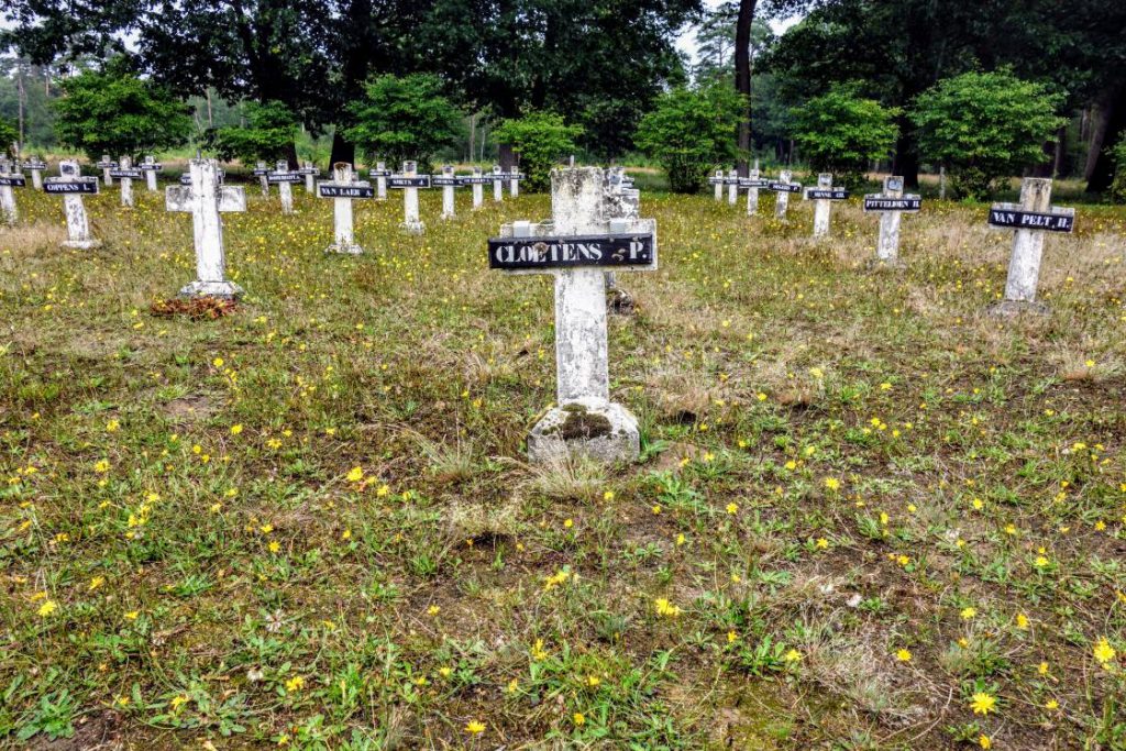 De begraafplaats van Wortel-Kolonie, met ordelijk opgestelde, uniforme kruisen