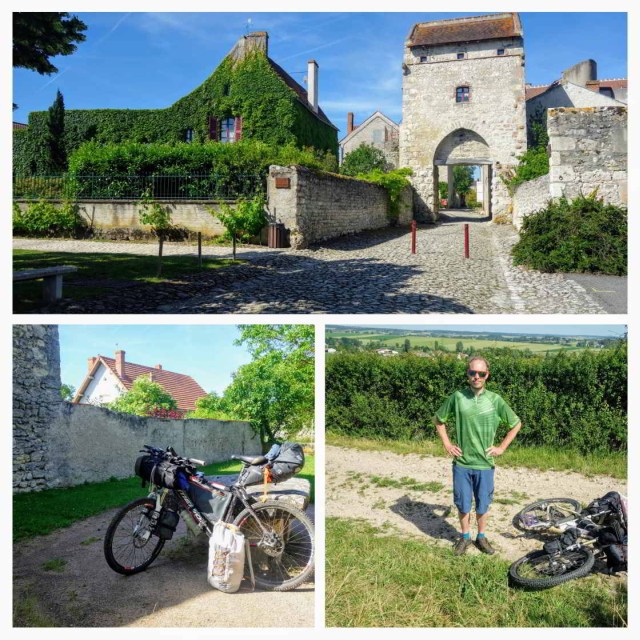 Toevallige ontmoeting met een fietscollega in Charroux 