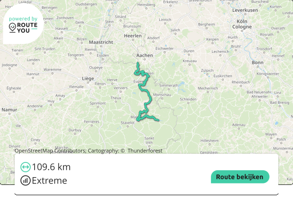kaartje met het traject van de Venntrilogie in Oost-België