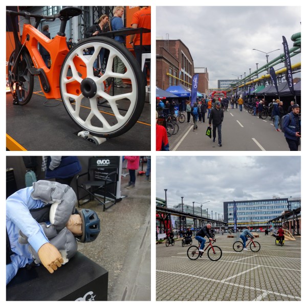 Collage van diverse foto's van Cyclingworld Europe in Düsseldorf