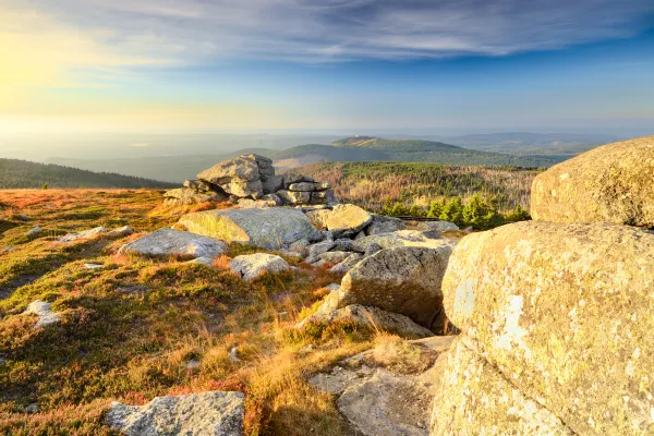 Uitzicht vanaf de Brocken in de Harz