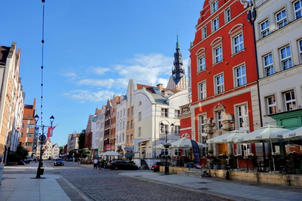 Straatbeeld van het centrum van Elblag in Warmië
